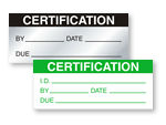 Certificationl Calibration Labels