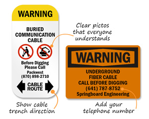 Buried Fiber Optic Cable Signs