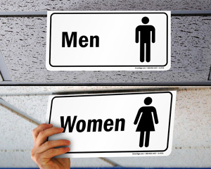 Drop Cieling Men and Women Restroom Braille Sign Kits