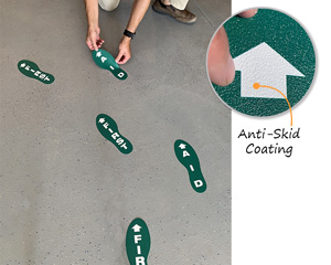 First aid foot print sign