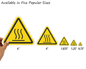 Five Popular Sizes of Burn Hazard - Hot Surfce Label