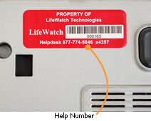 Laptop label with helpdesk telephone number