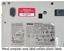 Metal computer asset label