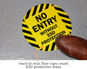 No Entry Without ESD Protection Floor Sign