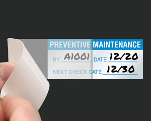 Preventive Maintenance Write-On Quality Control Label