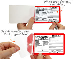 Self-laminating 5S red tags