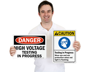 Testing in progress sign