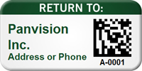 Personalized Return To 2D Barcode Asset Tag