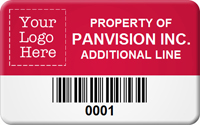 Asset Label Property of Company Name with Barcode