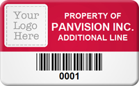 Asset Label Property of Company Name with Barcode