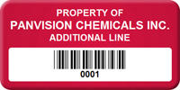 Asset Label Property of Company Name with Barcode