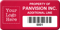 Asset Label Property of Company Name with Barcode