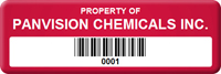 Asset Label Property of Company Name with Barcode