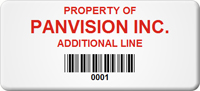 Asset Label Property of Company Name with Barcode