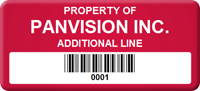 Asset Label Property of Company Name with Barcode