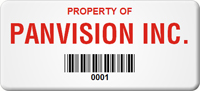 Asset Label Property of Company Name with Barcode