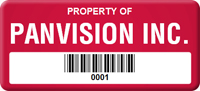 Asset Label Property of Company Name with Barcode