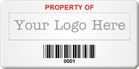 Asset Label Property of Company Name with Barcode