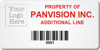 Asset Label Property of Company Name with Barcode