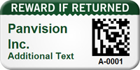 Custom 2D Reward If Returned Barcode Asset Tag