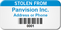 Barcoded Custom Asset Tag  Stolen From