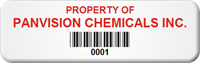 Asset Label Property of Company Name with Barcode