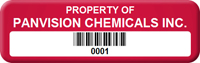 Asset Label Property of Company Name with Barcode