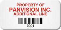 Asset Label Property of Company Name with Barcode