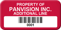 Asset Label Property of Company Name with Barcode