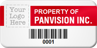 Asset Label Property of Company Name with Barcode