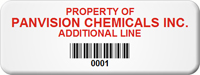 Asset Label Property of Company Name with Barcode