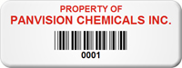 Asset Label Property of Company Name with Barcode