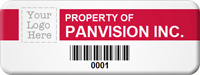 Asset Label Property of Company Name with Barcode