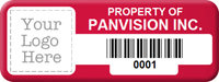 Asset Label Property of Company Name with Barcode