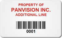 Asset Label Property of Company Name with Barcode