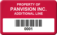 Asset Label Property of Company Name with Barcode