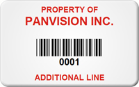 Asset Label Property of Company Name with Barcode