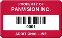 Asset Label Property of Company Name with Barcode