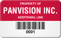 Asset Label Property of Company Name with Barcode