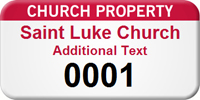 Church Property  Personalized Numbered Asset Tag