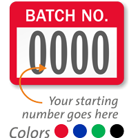 BATCH NO. Label, numbering, pack of 1000
