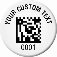 Customizable 2D Barcode Number Asset Tags  Circular
