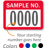 SAMPLE NO. Label numbering pack of 1000