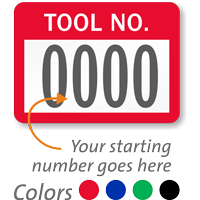 TOOL NO. Label, numbering, pack of 1000