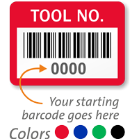 TOOL NO. Label, barcode, pack of 1000
