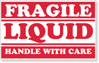 Fragile Liquid Handle Care Label