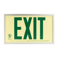 Reflective Photoluminescent Framed Green Exit Sign