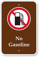 No Gasoline  Campground Guide & Park Sign