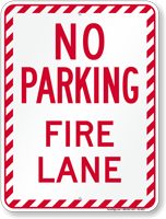 No Parking Fire Lane Stripped Border Sign