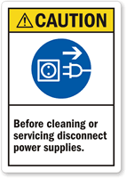 Caution Before Cleaning Servicing Disconnect Power Label